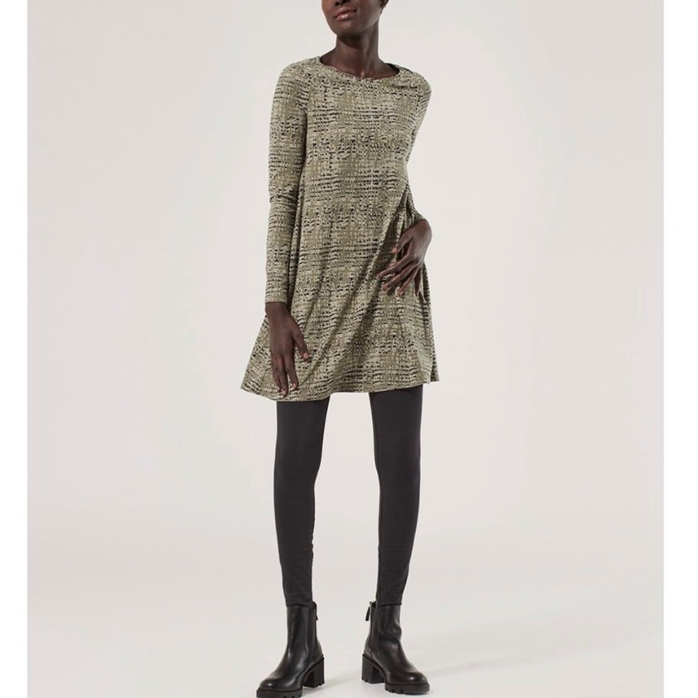 Pact Olive Green Revive Organic Cotton Swing Dress Size Small